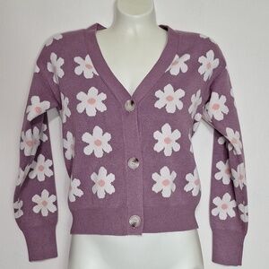 Willow & Wind Knit Cardian Sweater Daisy Purple